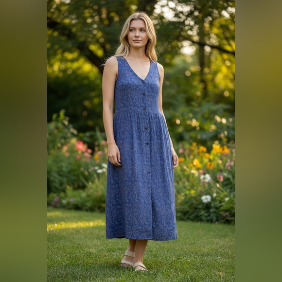 Sand Dollars Dresses & Skirts - Elegant Blue and Gold Patterned Maxi Dress 100% Cotton